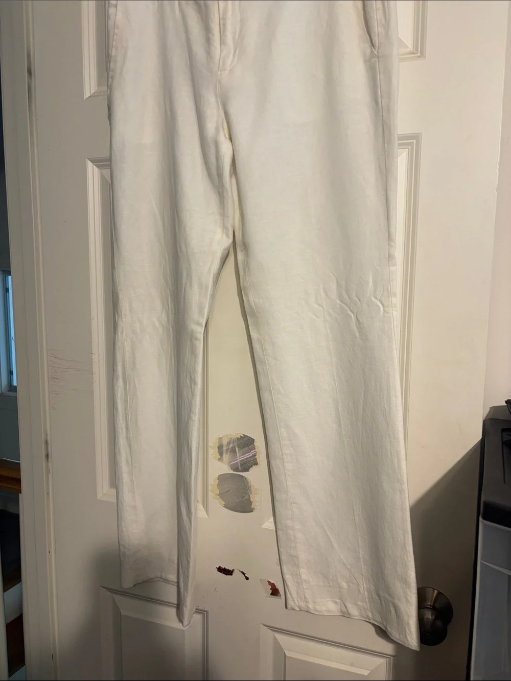 Banana Republic White Martin Fit Linen Trousers with Inner Lining
